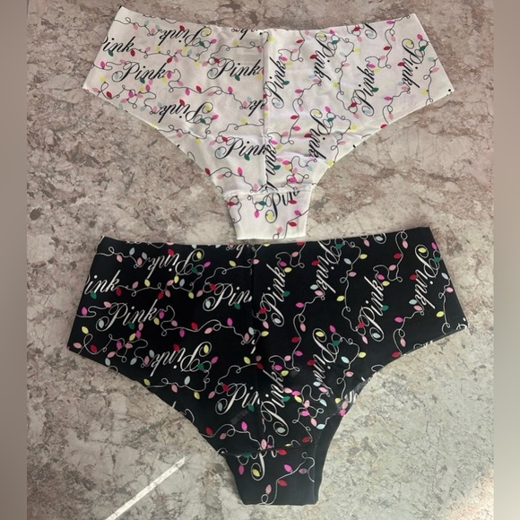 VS PINK Christmas No Show Cheekster Panties Large Multi 5 Pack NEW - Picture 5 of 10